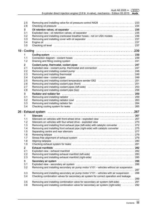 Audi A6 4F 2004-2011 petrol engine mechanics 2.8l 190-220 hp repair manual eBook