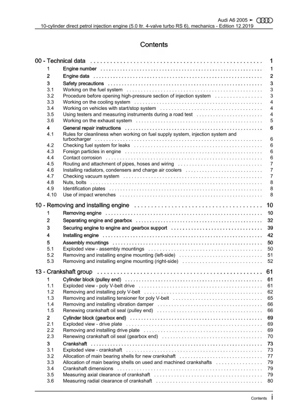 Audi A6 4F 2004-2011 10-cyl. petrol engine mechanics 579 hp repair manual eBook