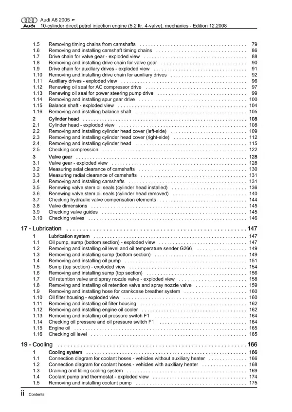 Audi A6 4F 2004-2011 10-cyl. petrol engine mechanics 435 hp repair manual eBook