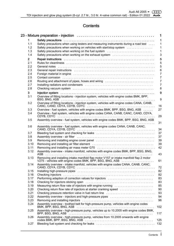 Audi A6 4F (04-11) tdi injection glow plug system 2.7l 3.0l repair manual eBook