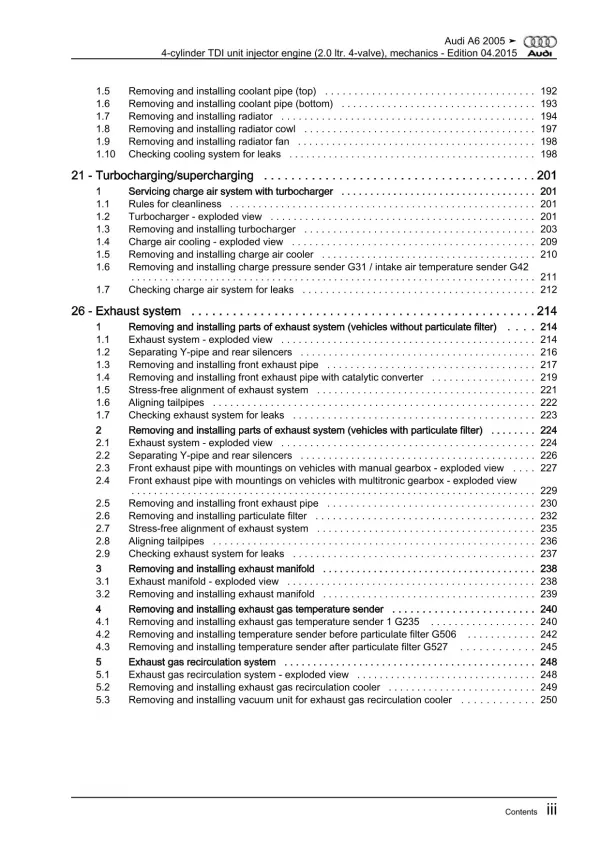 Audi A6 4F 2004-2011 diesel engine mechanics 2.0l 121-140 hp repair manual eBook