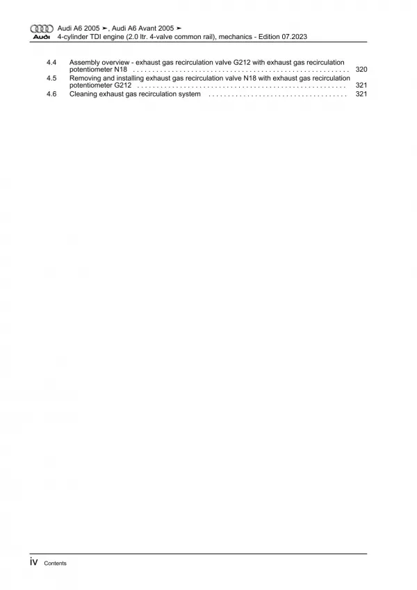 Audi A6 4F 2004-2011 diesel engine mechanics 2.0l 136-170 hp repair manual eBook