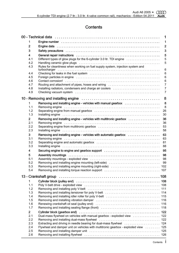 Audi A6 type 4F 2004-2011 diesel engine mechanics 163-232 hp repair manual eBook