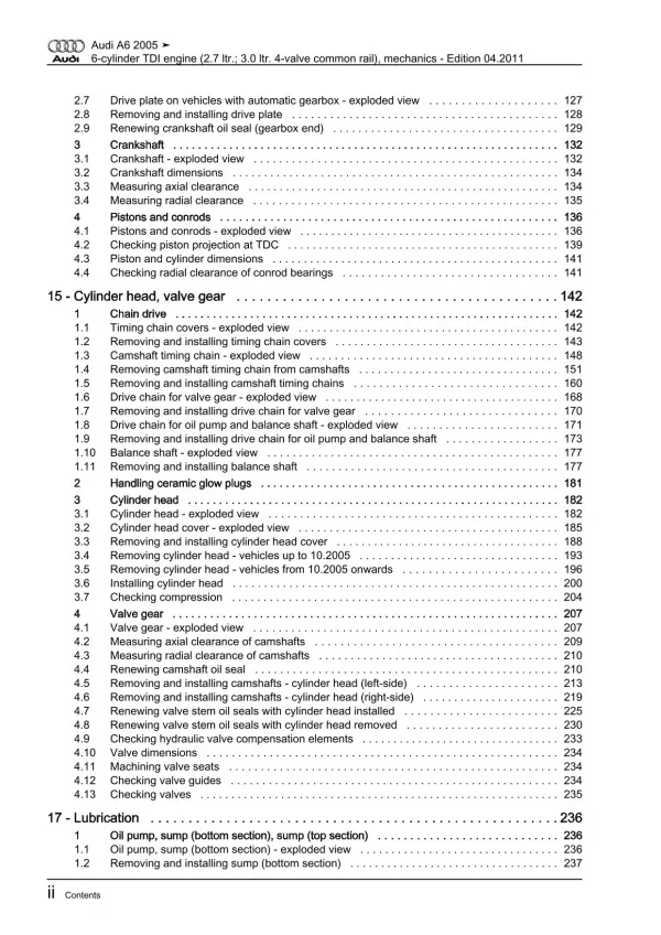 Audi A6 type 4F 2004-2011 diesel engine mechanics 163-232 hp repair manual eBook