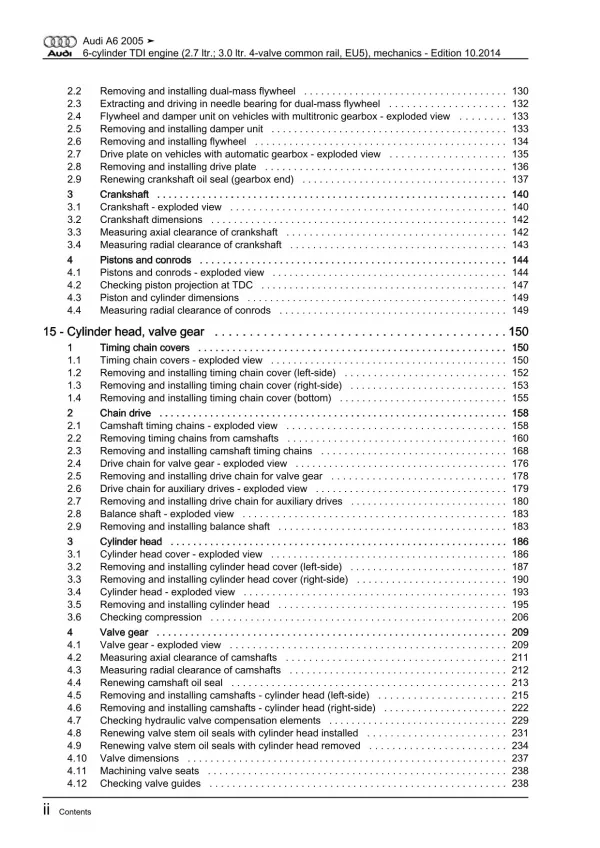 Audi A6 type 4F 2004-2011 diesel engine mechanics 163-239 hp repair manual eBook