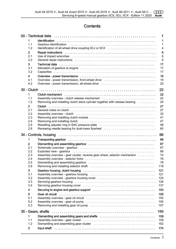 Audi A6 4G (10-18) servicing 6 speed manual gearbox 0CS 0DJ repair manual eBook