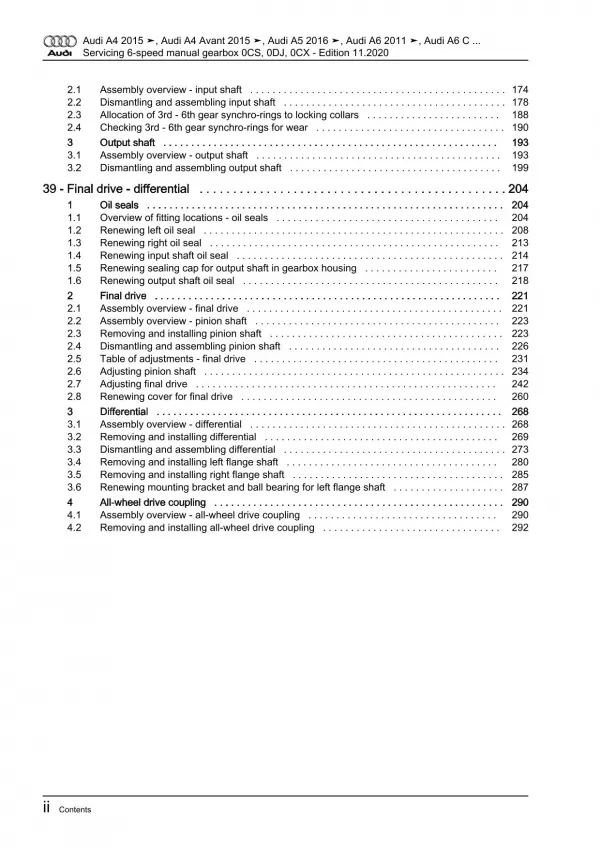 Audi A6 4G (10-18) servicing 6 speed manual gearbox 0CS 0DJ repair manual eBook