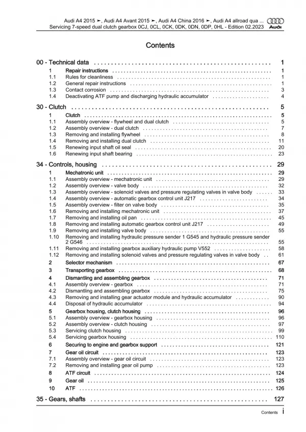 Audi A6 4G (10-18) servicing 7 speed dual clutch gearbox 0CK repair manual eBook