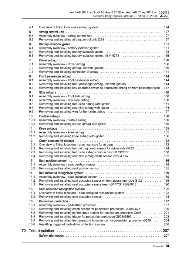 Audi A6 4K 2018-2023 general body repairs interior guide workshop manual eBook