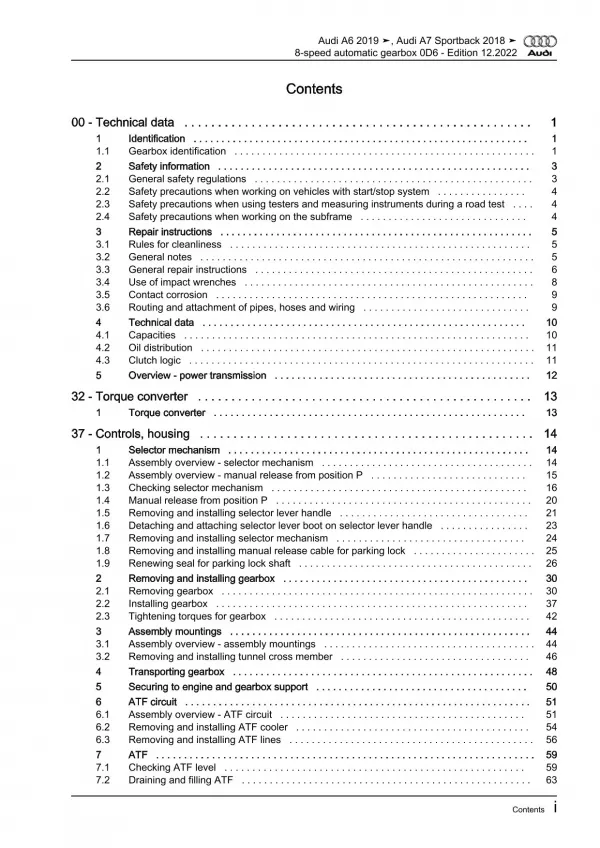 Audi A6 4K 2018-2023 8 speed automatic gearbox 0D6 repair workshop manual eBook