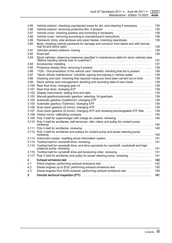 Audi A7 type 4G 2010-2018 maintenance repair workshop manual eBook guide pdf