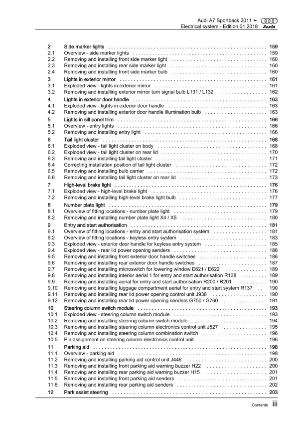 Audi A7 type 4G 2010-2018 electrical system repair workshop manual eBook pdf