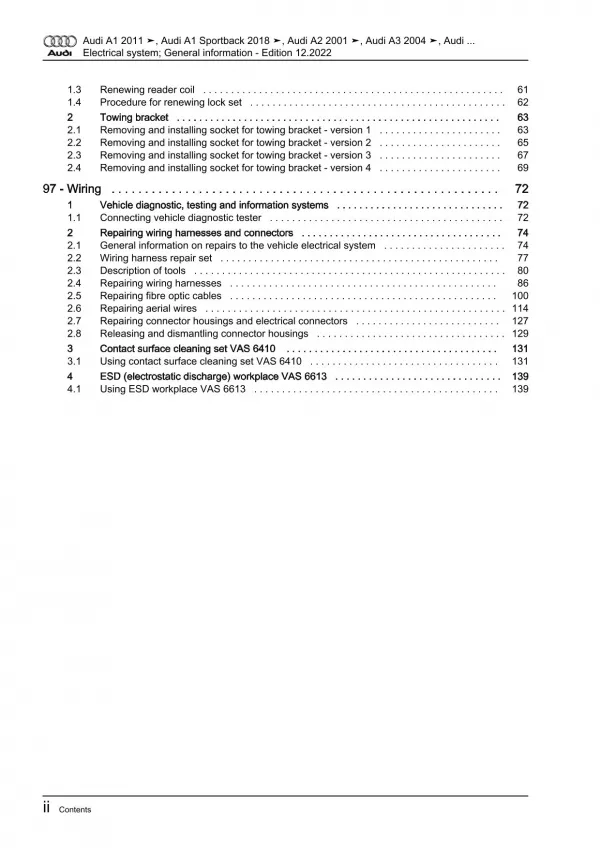 Audi A7 4G 2010-2018 electrical system general information repair manual eBook