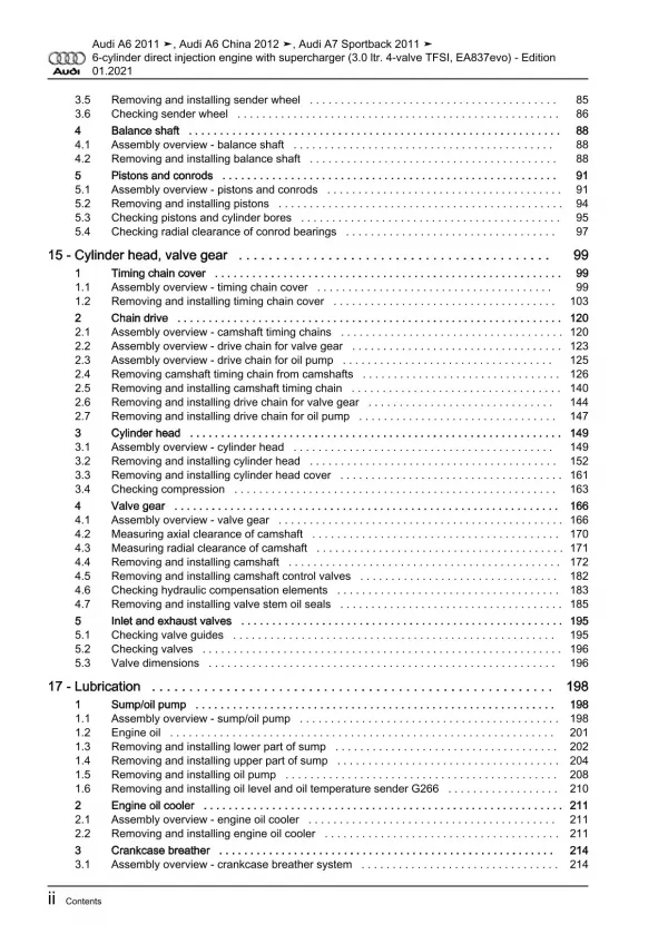 Audi A7 type 4G 2010-2018 petrol engines 272-340 hp repair workshop manual eBook