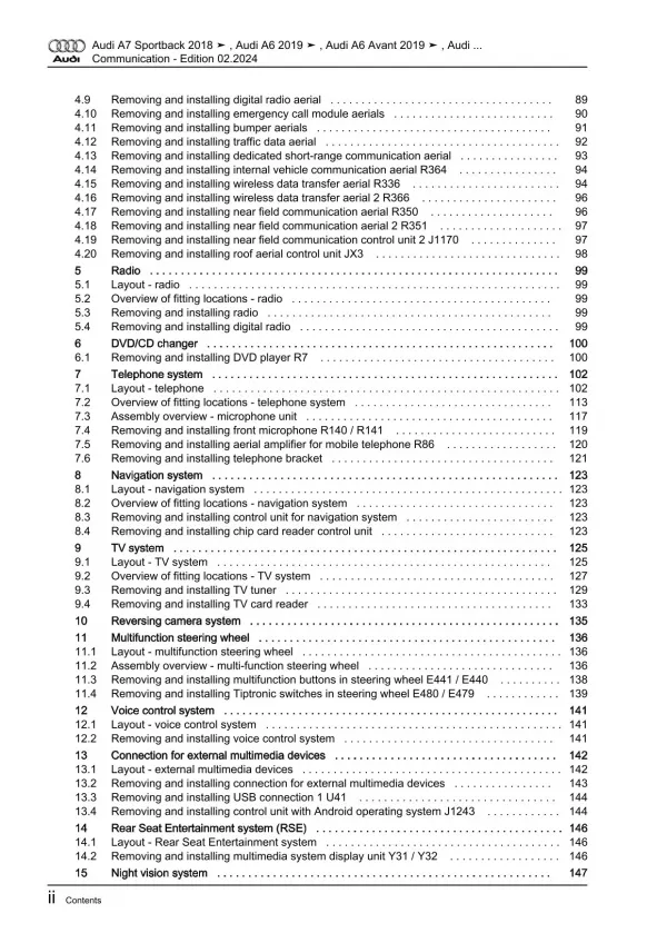 Audi A7 4K from 2018 communication radio navigation repair workshop manual eBook