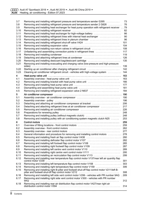 Audi A7 type 4K from 2018 heating air conditioning system repair manual eBook