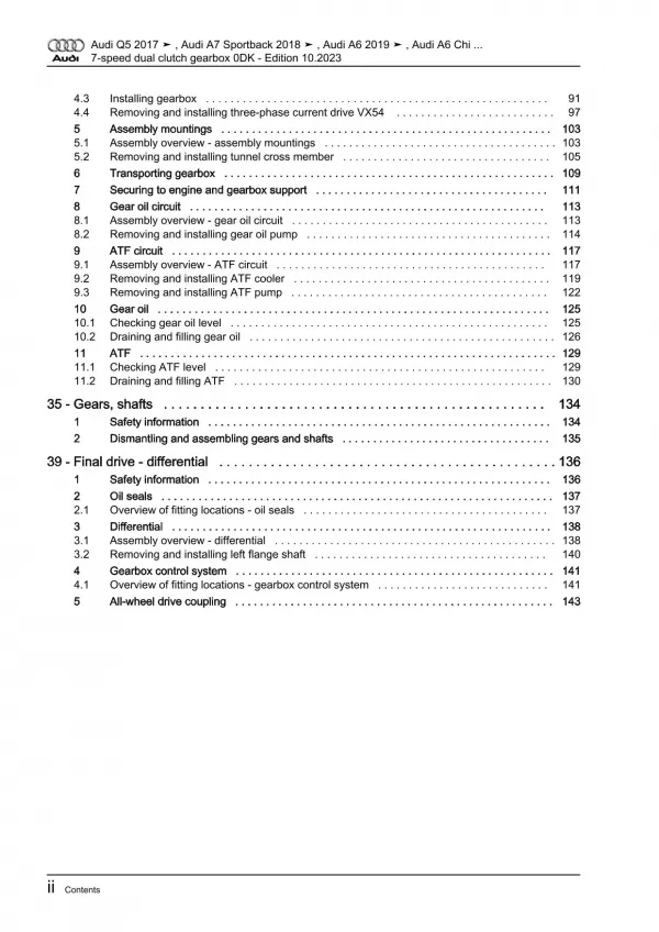 Audi A7 type 4K from 2018 7 speed dual clutch gearbox 0FK repair manual eBook