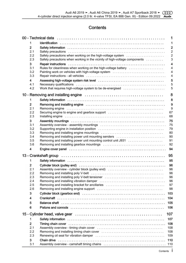 Audi A7 4K from 2018 petrol engines 2.0l 190-367 hp repair workshop manual eBook