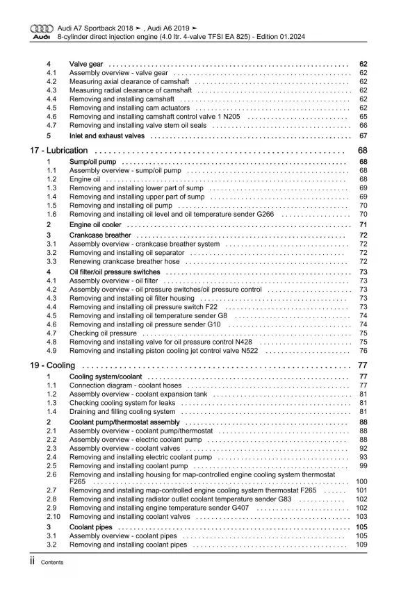 Audi A7 4K from 2018 petrol engines 4.0l 600-630 hp repair workshop manual eBook