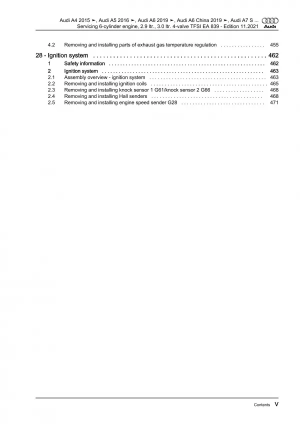 Audi A7 4K from 2018 servicing petrol engines 340-462 hp repair manual eBook