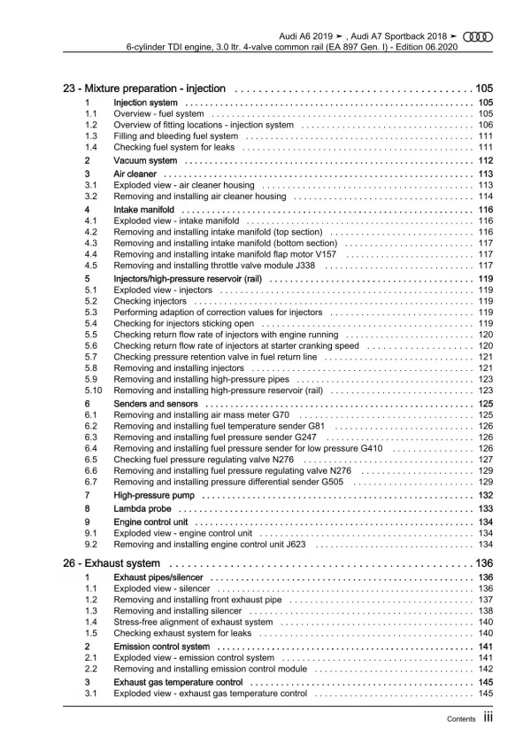 Audi A7 type 4K from 2018 6-cyl. diesel engines 3.0l 249 hp repair manual eBook 