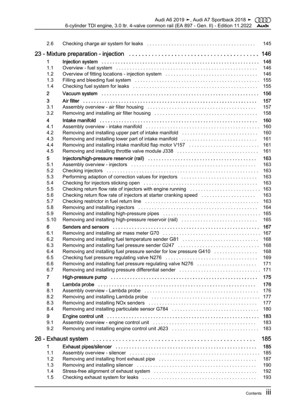 Audi A7 type 4K from 2018 diesel engines 3.0l 211-286 hp repair manual eBook 