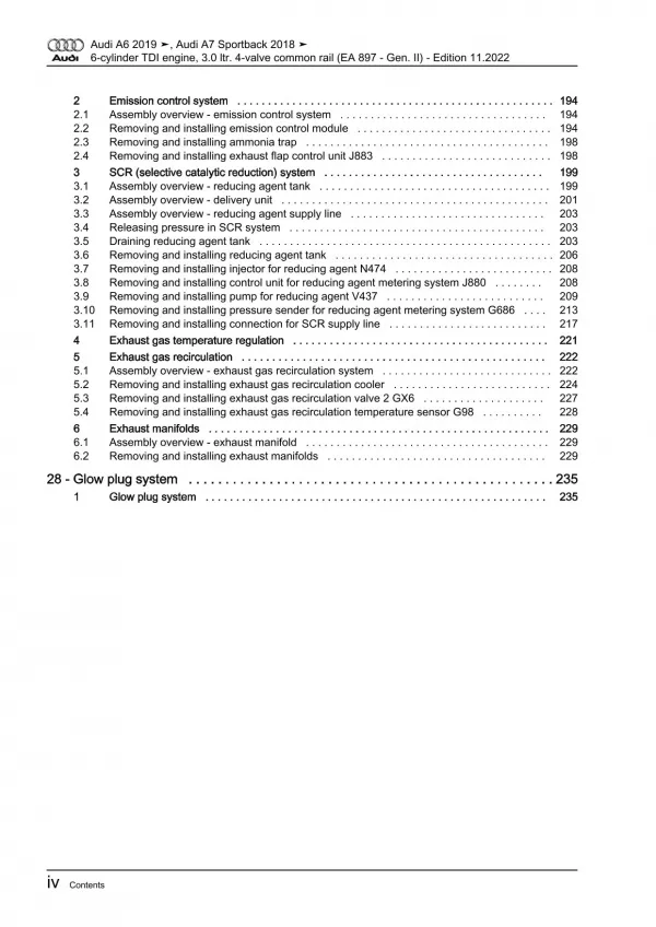 Audi A7 type 4K from 2018 diesel engines 3.0l 211-286 hp repair manual eBook 