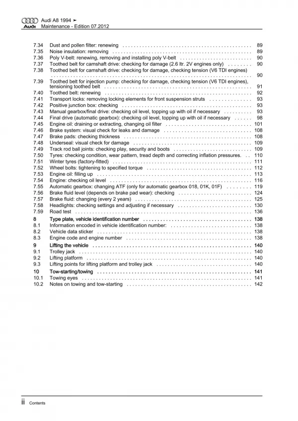 Audi A8 type 4D 1994-2002 maintenance repair workshop manual eBook guide pdf