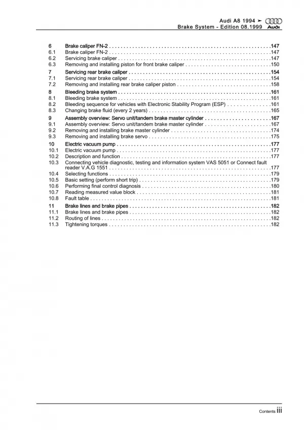 Audi A8 type 4D 1994-2002 brake systems repair workshop manual eBook pdf