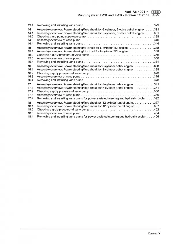 Audi A8 4D 1994-2002 running gear axles steering fwd awd repair manual eBook