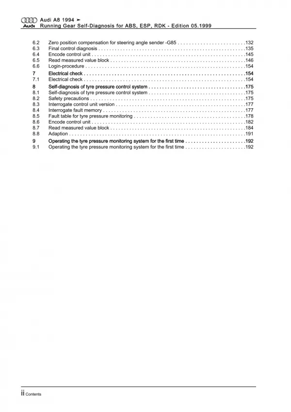 Audi A8 4D 1994-2002 running gear self-diagnosis repair workshop manual eBook