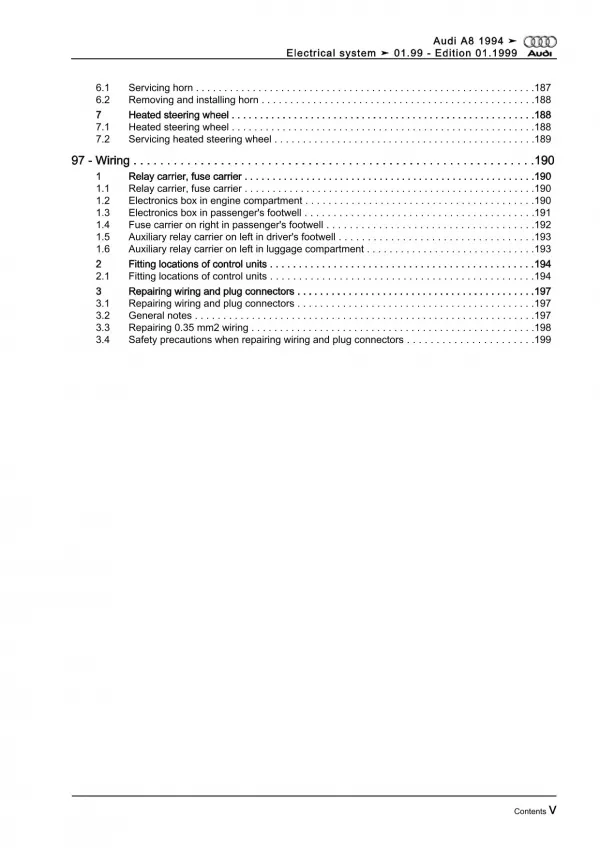 Audi A8 type 4D 1994-1999 electrical system repair workshop manual eBook