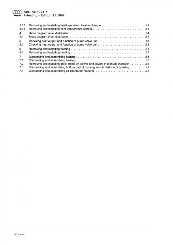 Audi A8 type 4D 1994-2002 heating system repair workshop manual eBook