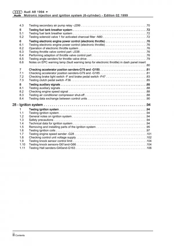 Audi A8 4D (94-02) motronic injection ignition system 193 hp repair manual eBook