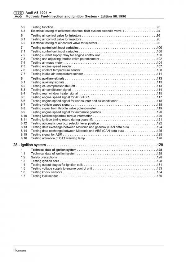 Audi A8 S8 4D 1994-2002 motronic injection ignition system repair manual eBook