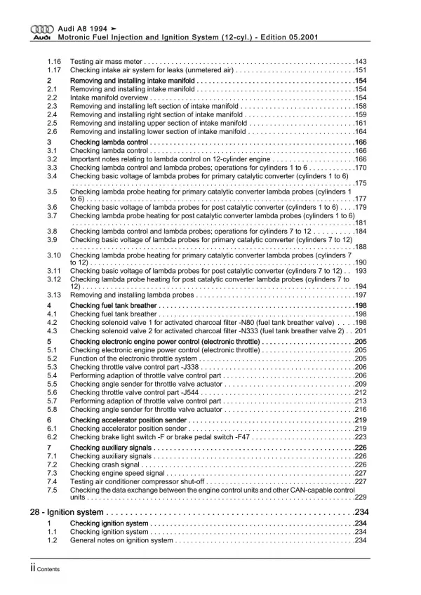 Audi A8 4D (94-02) motronic injection ignition system 420 hp repair manual eBook