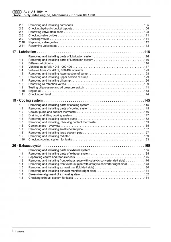 Audi A8 4D 1994-2002 6-cyl. petrol engine mechanics 174 hp repair manual eBook