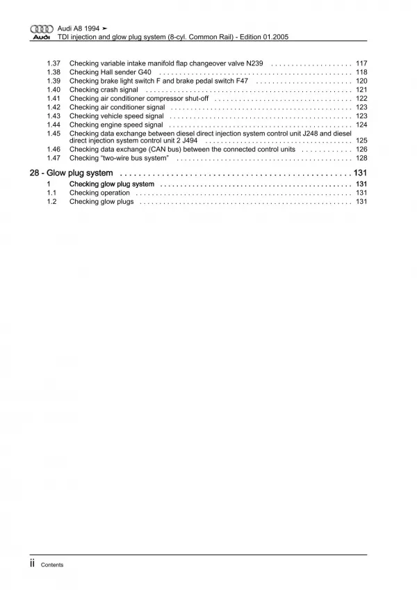 Audi A8 4D 1994-2002 tdi injection glow plug system 224 hp repair manual eBook