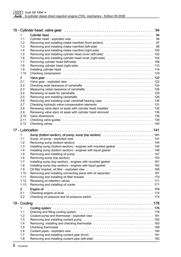 Audi A8 4D 1994-2002 diesel engine mechanics 2.5l 150-180 hp repair manual eBook