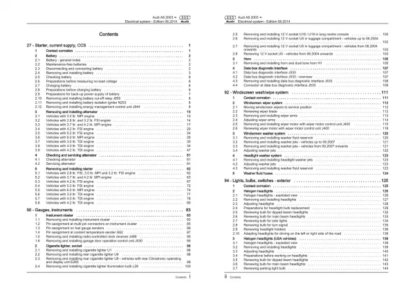 Audi A8 type 4E 2002-2010 electrical system repair workshop manual eBook
