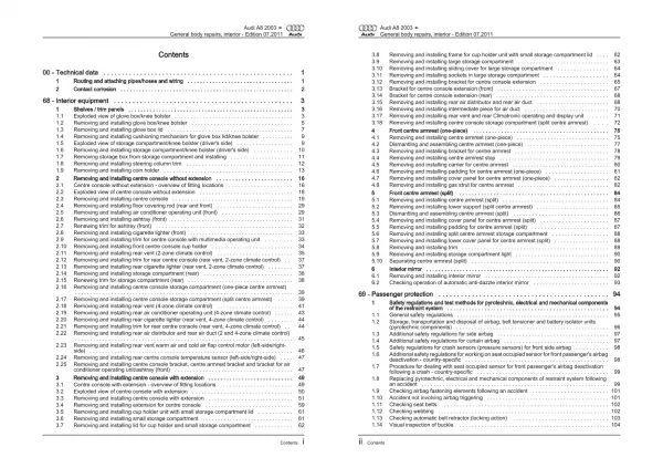 Audi A8 4E 2002-2010 general body repairs interior guide workshop manual eBook