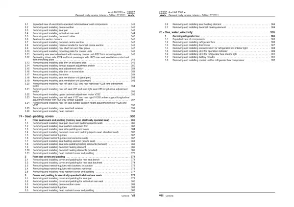 Audi A8 4E 2002-2010 general body repairs interior guide workshop manual eBook