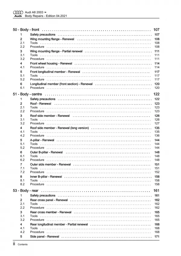 Audi A8 type 4E 2002-2010 body repairs workshop manual eBook