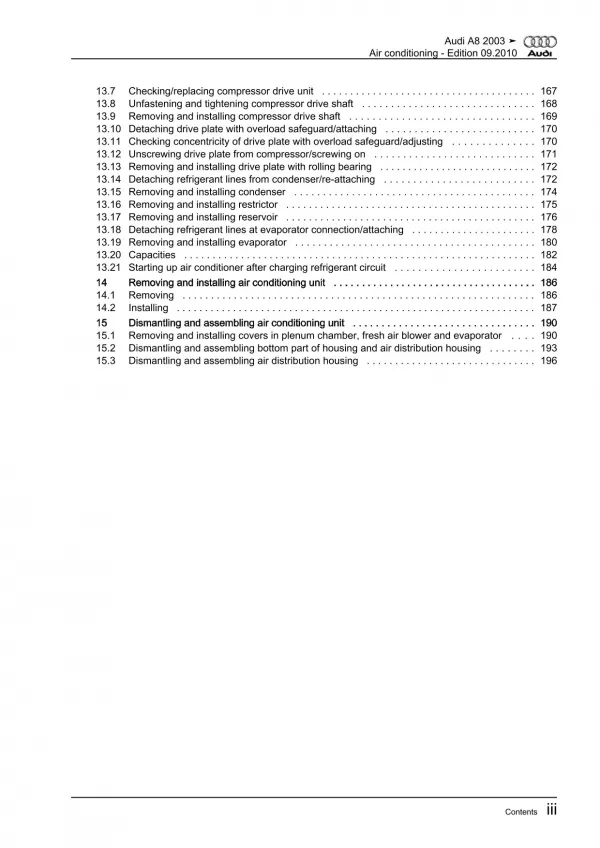 Audi A8 type 4E 2002-2010 air conditioning system repair workshop manual eBook