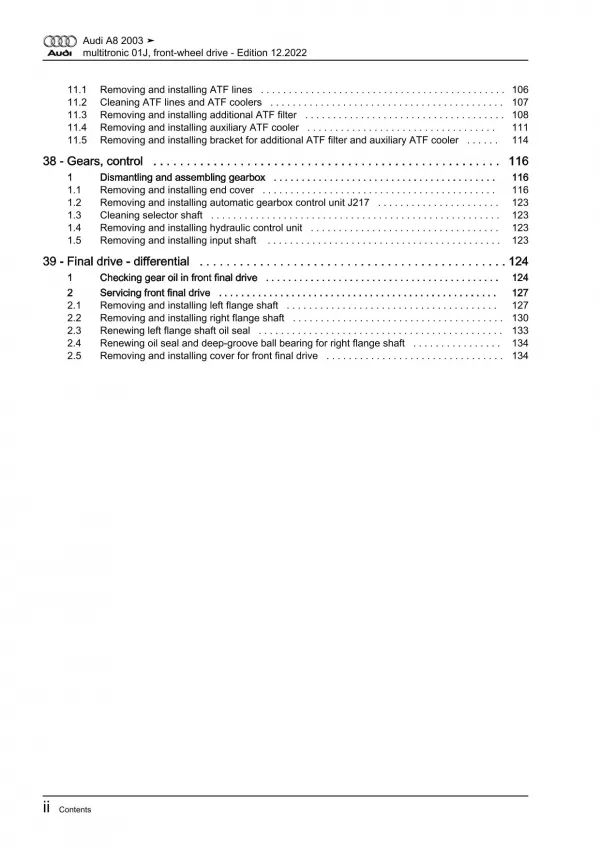 Audi A8 type 4E 2002-2010 multitronic gearbox 01J repair workshop manual eBook