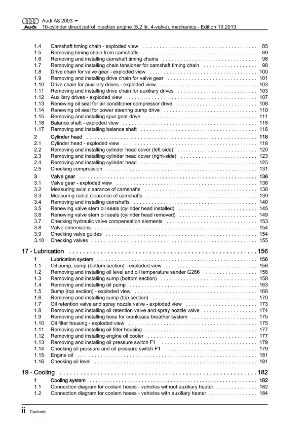 Audi A8 4E 2002-2010 petrol engine mechanics 5.2l 450 hp repair manual eBook