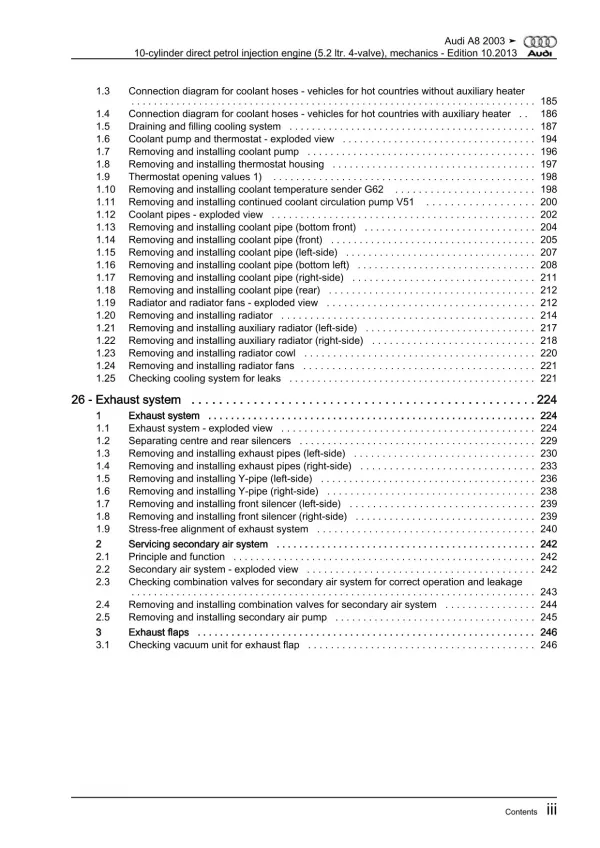 Audi A8 4E 2002-2010 petrol engine mechanics 5.2l 450 hp repair manual eBook