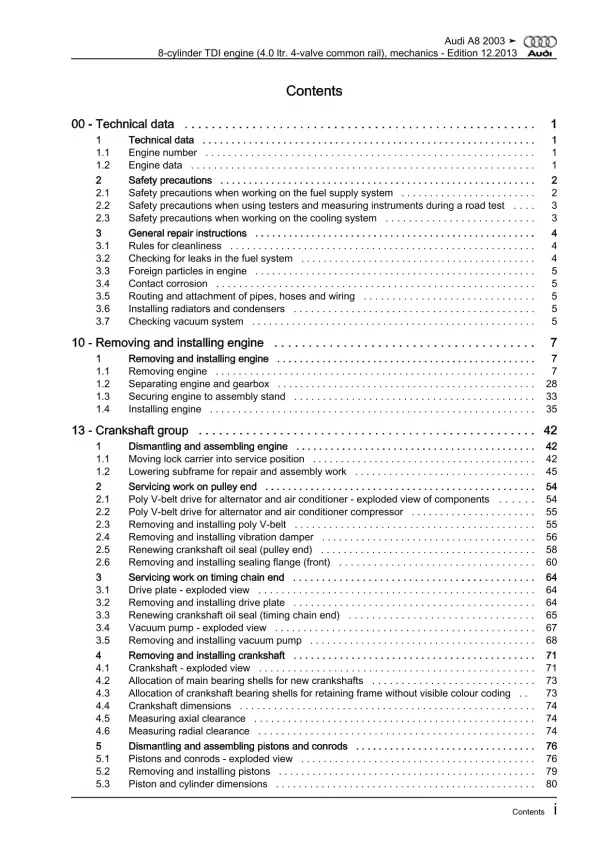 Audi A8 4E 2002-2010 diesel engine mechanics 4.0l 275 hp repair manual eBook