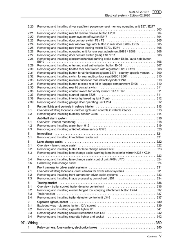 Audi A8 type 4H 2010-2017 electrical system repair workshop manual eBook
