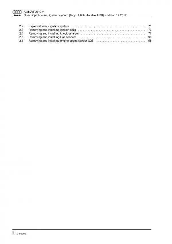 Audi A8 4H 2010-2017 direct injection ignition system 4.0l repair manual eBook